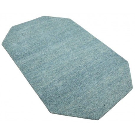 Nowoczesny niebieski dywan do salonu 100% wełniany tafting 120x180cm owalny ośmiokątny gładki