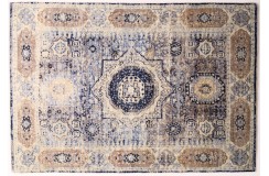 Odważny, kolorowy dywan z Nepalu design abstrakcyjny vintage Contemprary wełna / jedwab 170x250cm luksusowy