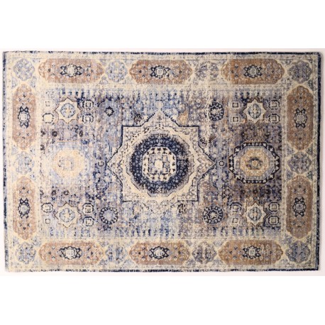 Odważny, kolorowy dywan z Nepalu design abstrakcyjny vintage Contemprary wełna / jedwab 170x250cm luksusowy