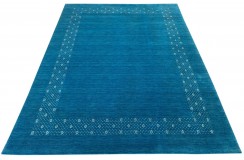 100% wełna gruby dywan loribaft z indii niebieski 170x240cm