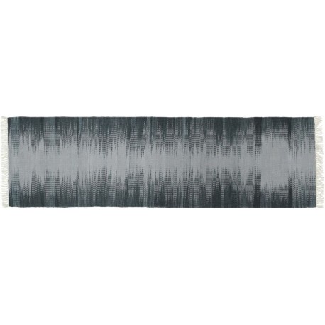 Zielono-szary cieniowany kilim 100% wełniany dywan płasko tkany 55x200cm dwustronny Indie geometryczny wzór