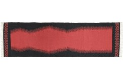 Czarno- czerwony cieniowany kilim 100% wełniany dywan płasko tkany 55x200cm dwustronny Indie geometryczny wzór
