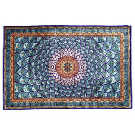 KOM - kwiatowy piękny perski dywan (GHOM) 100% jedwab wytworzony Iran oryginalny 100x150cm