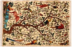 KOM - rajski ogród piękny perski dywan (GHOM) 100% jedwab wytworzony Iran oryginalny 100x150cm