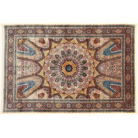 KOM - kwiatowy piękny perski dywan (GHOM) 100% jedwab wytworzony Iran oryginalny 200x300cm milion wiązań