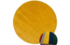 Gładki 100% wełniany dywan Gabbeh Handloom żółty 150x150cm bez wzorów gładki okrągły