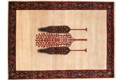 Wysokiego gatunku wełna owcza dywan Gabbeh Loribaft motyw drzewa beżowy ok 140x200cm Indie