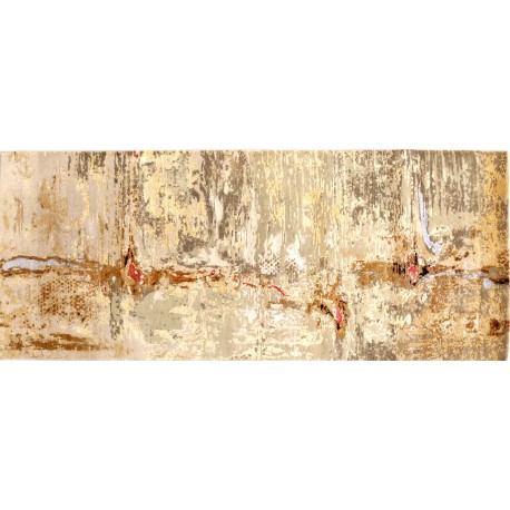 Odważny chodnik z Nepalu design abstrakcyjny vintage Contemporary wełna / jedwab 80x200cm luksusowy