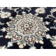 Nain gęsto ręcznie tkany dywan z Iranu wełna + jedwab ok 100x100cm granatowy okrągły