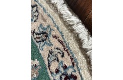 Ręcznie tkany dywan Nain 12lah kashmar z Iranu 100x100cm zielony koło