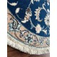 Nain gęsto ręcznie tkany dywan z Iranu wełna + jedwab ok 100x100cm niebieski okrągły