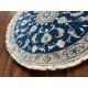 Nain gęsto ręcznie tkany dywan z Iranu wełna + jedwab ok 100x100cm niebieski okrągły