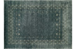 Gładki 100% wełniany dywan Gabbeh Loribaft Handloom antracyt-zielony 170x240cm etniczne wzory