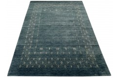 100% wełna gruby dywan loribaft z indii niebieski 170x240cm
