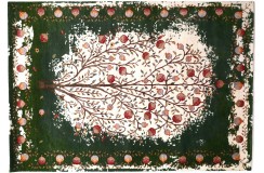 Dywan z wysokogatunkowej wełny owczej Gabbeh Loribaft drzewo granatowca vintage zielony ok 170x240cm Indie