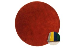 Gładki 100% wełniany dywan Gabbeh Handloom czerwony 150x150cm bez wzorów gładki okrągły