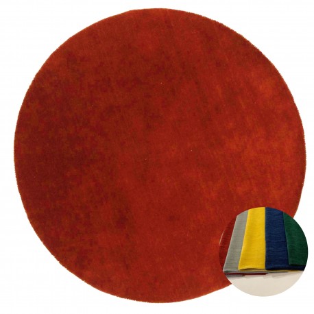 Gładki 100% wełniany dywan Gabbeh Handloom czerwony 150x150cm bez wzorów gładki okrągły