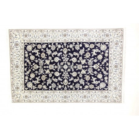 Nain gęsto ręcznie tkany dywan z Iranu wełna + jedwab ok 200x300cm granatowy królewski
