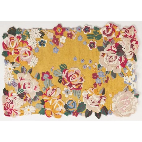  Wycinany niereguralny dywan Optimistic Blossom Garden GC-115 Yellow, 100% wełna, ręcznie wykonany