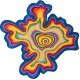 Okrągły niereguralny dywan Colorful Stain GD-60 Yellow-Multi, 100% wełna, ręcznie wykonany
