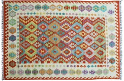 Kolorowy dywan kilim ręcznie wiązany 200x290cm z Afganistanu Chobi  100% wełna dwustronny vintage nomadyczny