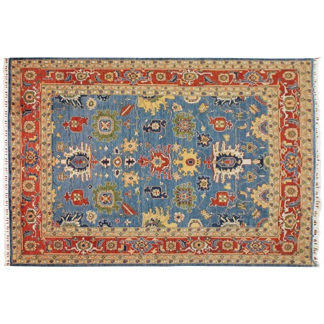 Dywan Ziegler Arijana Klassik Oushak 100% wełna kamienowana ręcznie tkany luksusowy ok 245x305cm klasyczny niebieski