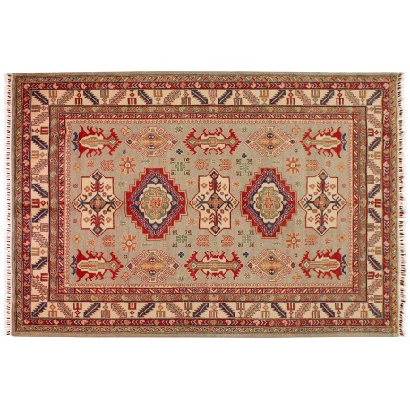 Królewski kwiatowy dywan Kazak gęsto tkany piękny 100% wełna ręcznie tkany z Afganistanu ekskluzywny 200x300cm taupe