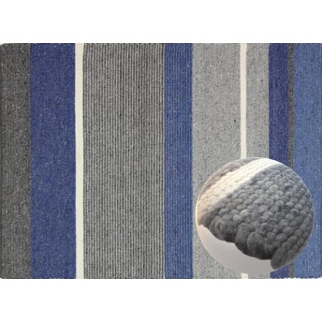 Dwustronny niezwykły dywan BRINKER FEEL GOOD CARPETS Kjul Blue 100% wełna filcowana 170x230cm płasko tkany