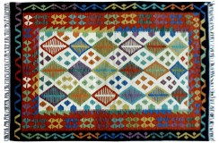 Kolorowy dywan kilim ręcznie wiązany 150x180cm z Afganistanu Maimane Chobi  100% wełna dwustronny vintage nomadyczny