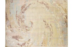 Unikatowy dywan jedwabny / wełniany z Nepalu deseń vintage 250x320cm luksus kwiatowy design beżowy