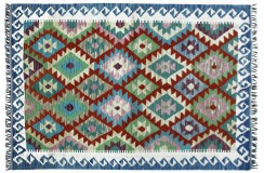 Kolorowy dywan kilim ręcznie wiązany 132x195cm z Afganistanu Maimane Chobi  100% wełna dwustronny vintage nomadyczny