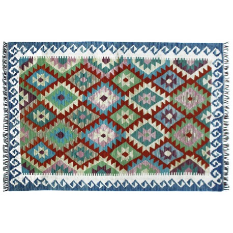 Kolorowy dywan kilim ręcznie wiązany 132x195cm z Afganistanu Maimane Chobi  100% wełna dwustronny vintage nomadyczny
