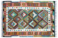 Kolorowy dywan kilim ręcznie wiązany 128x174cm z Afganistanu Maimane Chobi  100% wełna dwustronny vintage nomadyczny