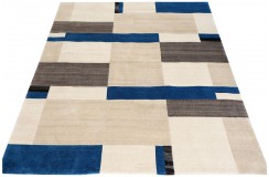 Ręcznie tkany 100% wełniany dywan Nepal (Indie) kwadratowy 250x250cm beż brąz niebieski patchwork