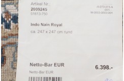 Kwiatowy ręcznie tkany dywan Nain z Indii wełniany klasyczny 250x250cm