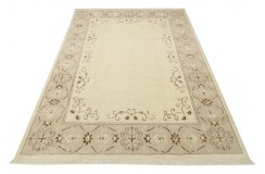 100% wełniany dywna z Nepalu 170x240cm w stylu Art Deco beżowy