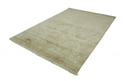 100% wełniany dywna z Nepalu 170x240cm w stylu Art Deco beżowy