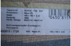 Subtelny gustowny dywan ręcznie tkany 150x150cm Nepal Musa Blue