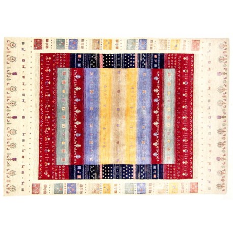100% wełniany, ręcznie tkany dywan - dzieło sztuki Gabbeh Loribaft beżowy ok 175x245cm, Indie