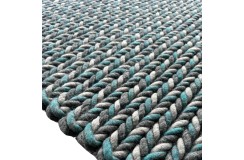 Luksusowy dywan Brinker Carpets 220 grey turquoise 170x230cm 50% wełna owcza filcowana zaplatana 50% wiskoza