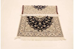 Ręcznie tkany dywan Nain 6la Habibian z Iranu 110x140cm granatowy