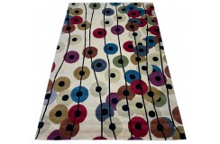 Kolorowy designerski nowoczesny dywan wełniany ok 200x300cm Indie 2cm gruby beżowe tło