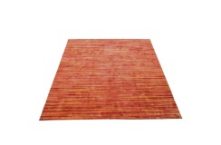 Jedwabny, wełniany dywan z Nepalu 3x3m w pomarańczowe pasy kwadratowy