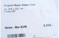 Jedwabny, wełniany dywan z Nepalu 3x3m w pomarańczowe pasy kwadratowy