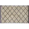 Gruby ciepły dywan berber shaggy 100% wełna 200x300cm beżowo-czarny geometryczny wzór