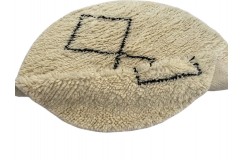 Gruby 2,5cm dywan Shaggy Berber z Indii ręcznie tkany 120x120cm beż