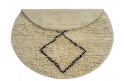 Gruby 2,5cm dywan Shaggy Berber z Indii ręcznie tkany 120x120cm beż