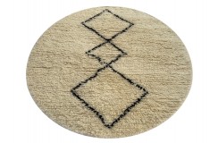 Gruby 2,5cm dywan Shaggy Berber z Indii ręcznie tkany 120x120cm beż