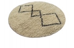 Gruby 2,5cm dywan Shaggy Berber z Indii ręcznie tkany 120x120cm beż