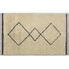 Gruby ciepły dywan berber shaggy 100% wełna 200x300cm beżowo-czarny geometryczny wzór